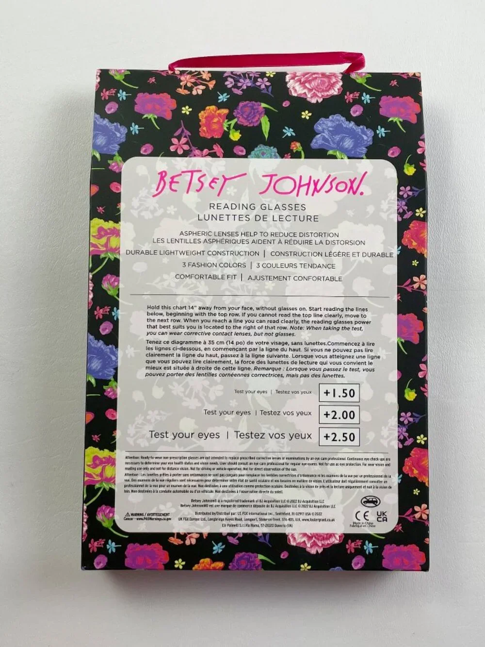 Betsey Johnson 3 Pack Reading Glasses +2.00 Blue Pink Purple New